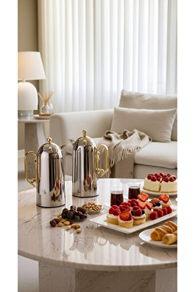 Generic 1-liter tea and coffee thermos set with a royal design