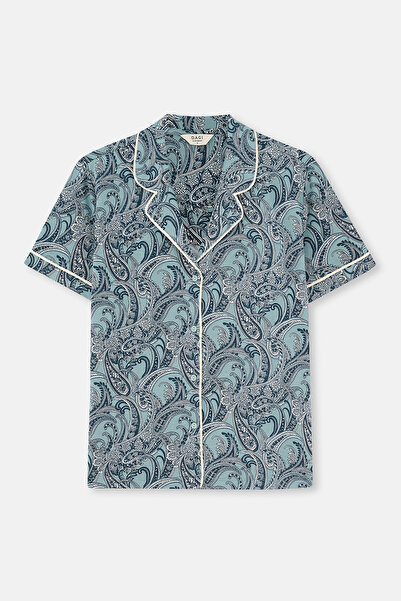 Dagi Ada Tea Shawl Patterned Shirt Pants Pajama Set