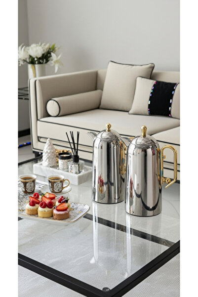 Generic 1-liter tea and coffee thermos set with a royal design