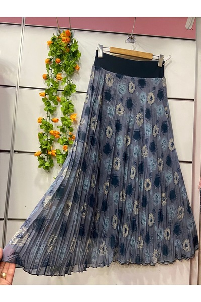 edu collection Patterned Chiffon Bohe Bell Skirt with Lining