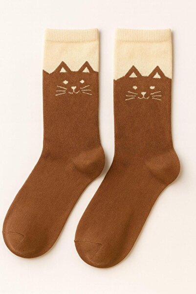 BONY SOCKS Cat Women's Socks Brown