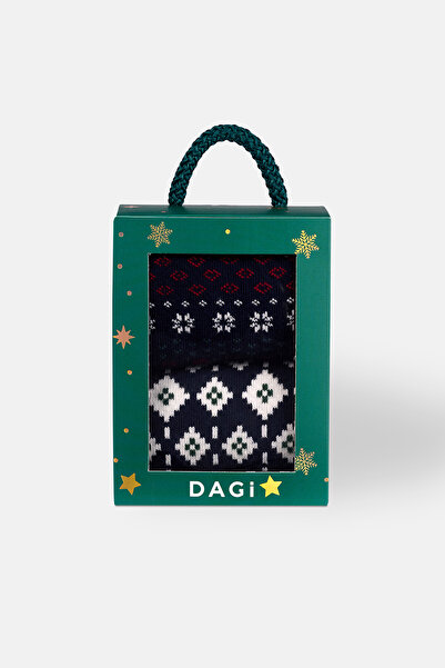 Dagi Men's 2-Piece Christmas Socks with Snow Pattern