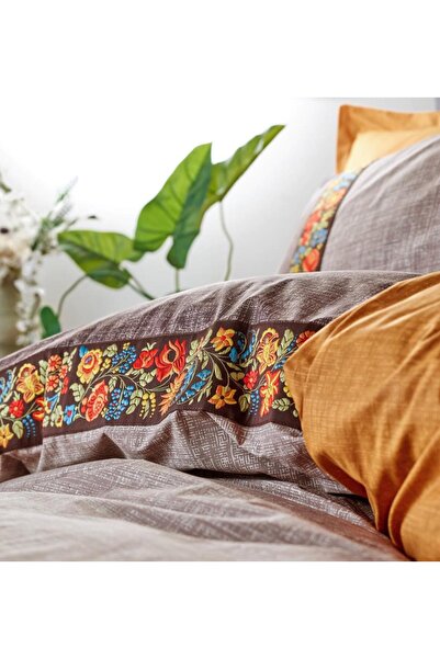 Cotton Box Sunlit Peach Embroidered Bedding | Satin Ranforce Cotton