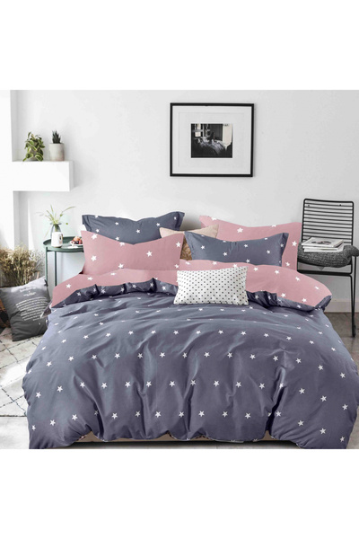 FIONNA.RO Finet Bed Linen 1 Person - Grey/Pink/Stars