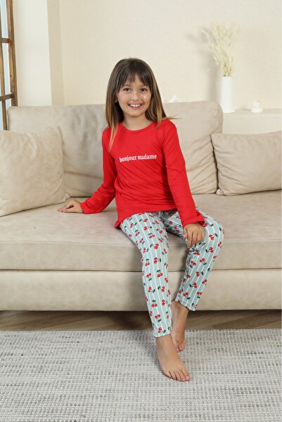 LİLA İÇ GİYİM Milan Long Sleeve Pajama Set - Cherry
