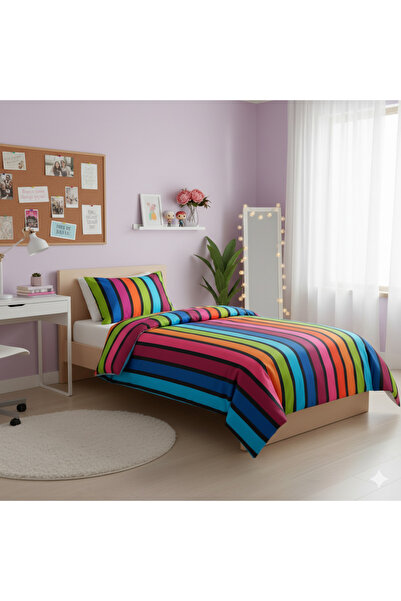 ELEGANCEHOME Colorful Cotton Satin Single Duvet Cover Set