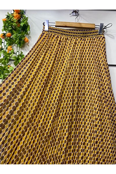 edu collection Patterned Chiffon Bohe Bell Skirt with Lining