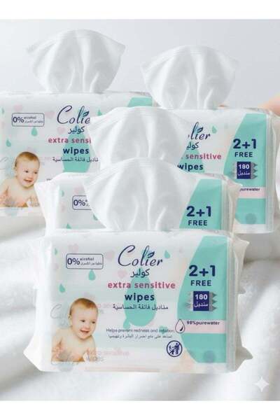 colier مناديل كولير المبللة للأطفال، 99.9% ماء، خالية من الكحول والعطور (540 ...