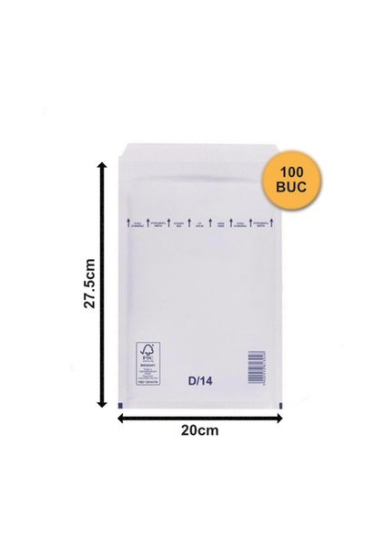 OEM Set de 100 plicuri autoadezive cu bule, rezistente la șocuri, albe, D14, ...