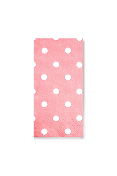 Story 33X33 cm White Polka Dot Patterned 2-Ply 20-Piece 1/8 Fold Light Pink Colored Paper Napkins