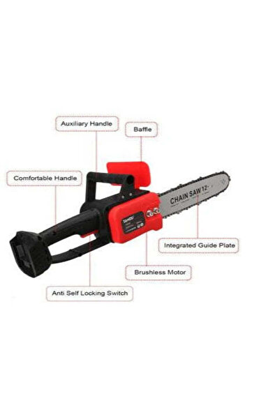 SokShop 12-inch Chainsaw with 2 Batteries, 48V Lithium, 1 Blade, 1200W, 4800 rpm, 305 mm