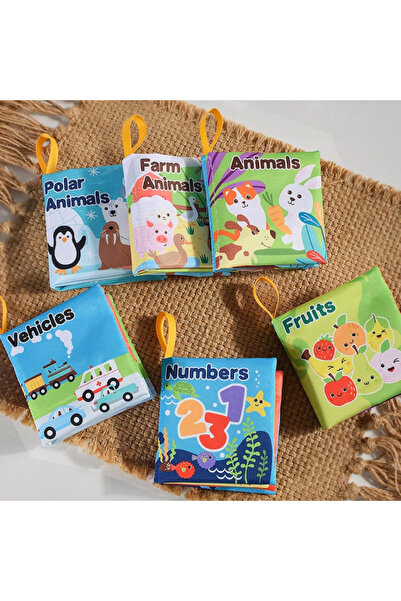 OEM Set of 6 baby sensory books, with rattles and sounds, +3 months, animals, fruits, vehicles