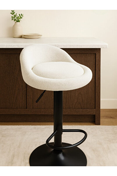 BEC49 Swivel bar chair in linen fabric, modern and comfortable design