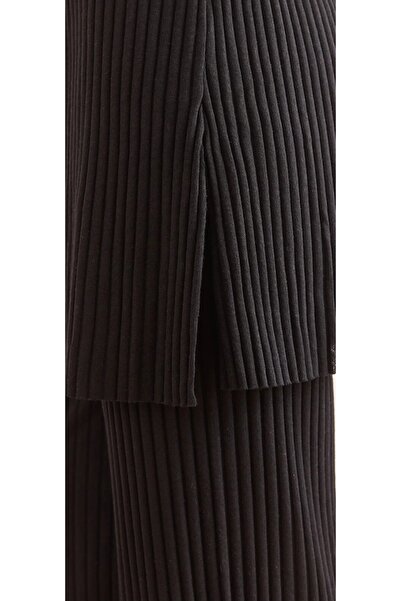 Esperar Γυναικεία μαύρη μπλούζα με σκίσιμο στον κάτω μέρος και σετ παντελόνι ...