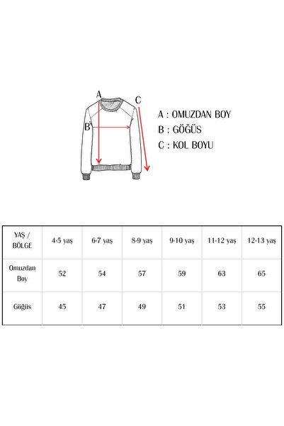 fasardi Oversize Fit Long Sleeve 3 Thread Basic Unisex Children's Sweatshirt Without Embroidery