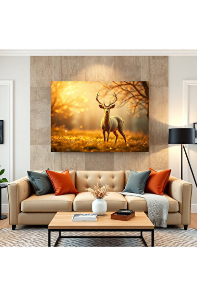 GGMag Tablouri Tablou „Cerb de culoare Aurie într-o Pădurea de Toamnă la apus’’
