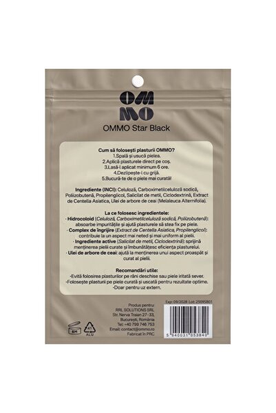 Store OMMO OMMO Star Black Hydrocolloid Acne Patches, 40 pcs, Black Star Shape