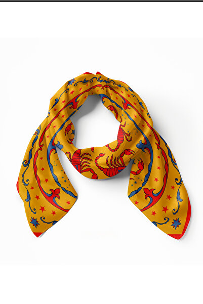 pistore Yellow Scorpion Patterned Bandana Scarf - Scorpion Patterned Scarf
