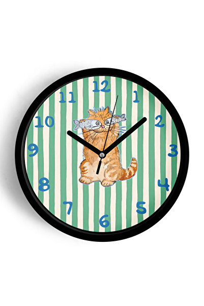 JHAAR Ceas de perete modern pentru camera copiilor cu design Cat - 42 cm - Ca...