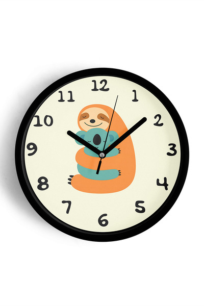 JHAAR ساعة حائط لطيفة لغرفة الأطفال على شكل كوالا - 30 سم - هيكل أسود مع زجاج...