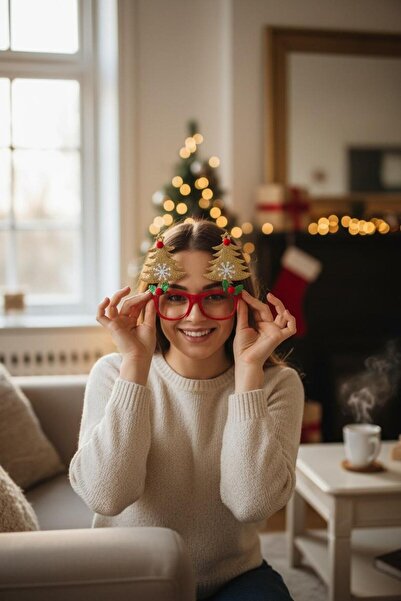 madamina Ochelari de petrecere cu tematică de Crăciun cu brad strălucitor – O...