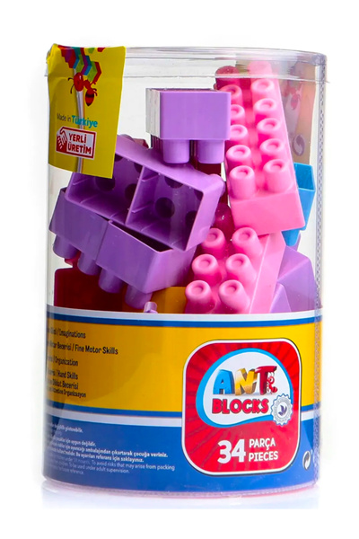 a v d a 34 Pieces Pastel Color Educational Intelligence Blocks with Wheels Block Set