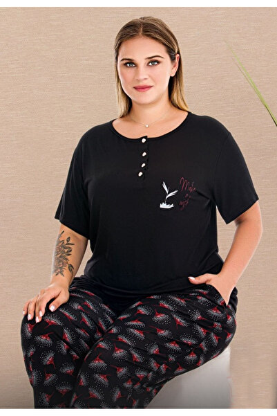 lidofya Floral Print Button down Short Sleeve Plus Size Women's Pajama Set