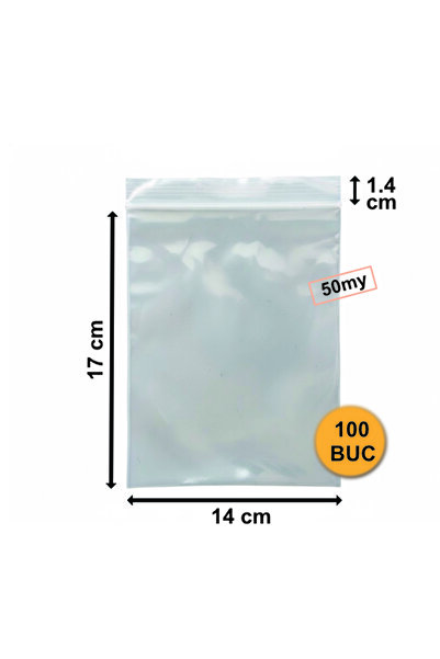 OEM Set de 100 de pungi de plastic cu fermoar, 140 mm x 170 mm