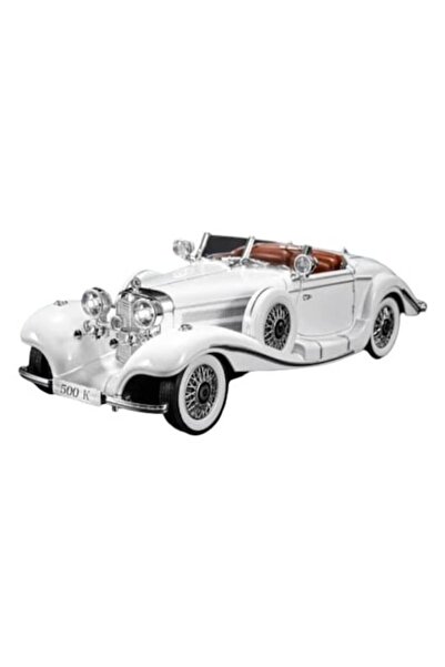 MASHASHOP Die-cast Mercedes-Benz 500K Special Roadster 1936 Premiere Edition, smoke effect, white, 22 cm