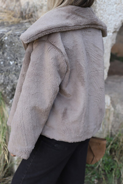 bytugcekaya Mink Standard Size Wide Collar Snap Fastener Lined Fur