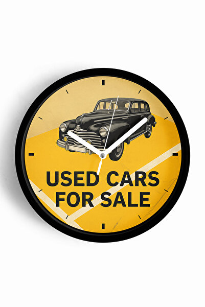 JHAAR Classic Car Modern Wall Clock - 25cm - Black Case with Glass Front - Si...