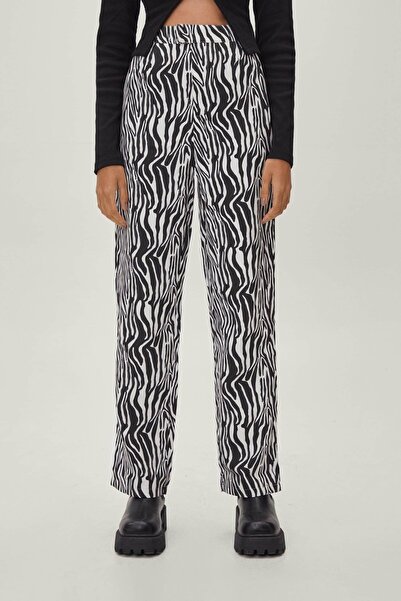 NASTY GAL Tiger Woven Ivory Pants