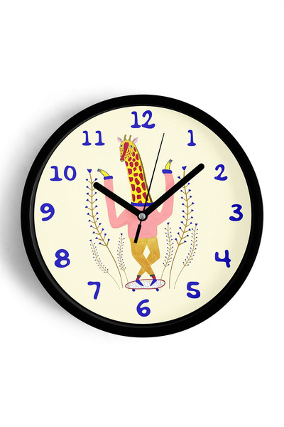 JHAAR Ceas de perete pentru camera copiilor cu ilustrație cu girafă drăguță -...