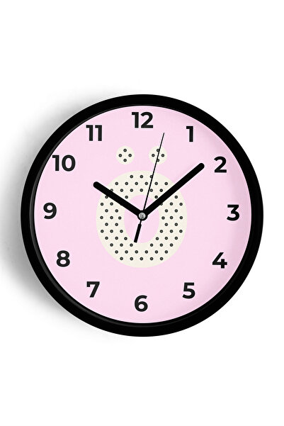 JHAAR Ceas de perete pentru camera fetelor cu litera Ö - 35cm - Carcasă neagr...