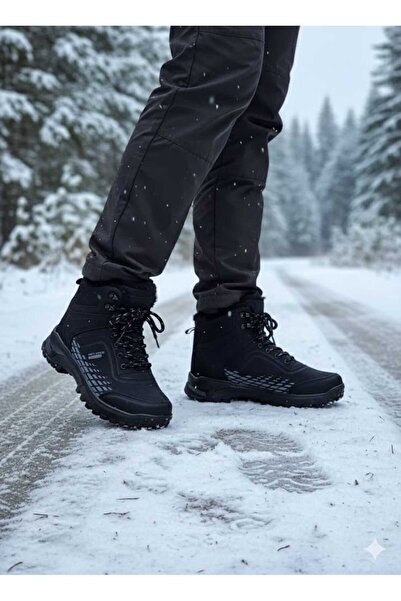 Almera MADENO Erkek İçi Kürklü Kaydırmaz Termo Taban Kışlık Bağcıklı Fermuarlı Bot