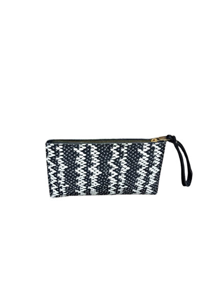 ZY BUTİK Black and White Patterned Portfolio Wallet 23 X 13 cm