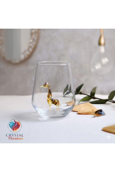 Crystal passion Handmade Glass Giraffe Figurine Water Cup