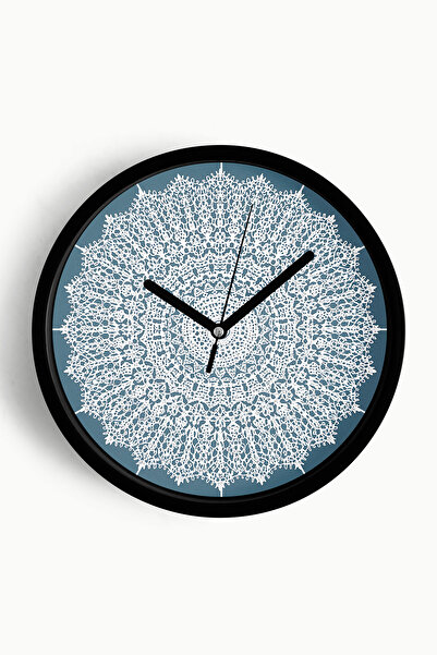 JHAAR ساعة حائط حديثة بتصميم زهور على طراز الماندالا - 30 سم - هيكل أسود مع و...