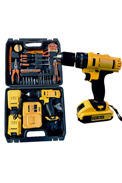 OEM Trusa Autofiletanta Bormasina + 2 Acumulatori 21V 5 Ah, Filetanta cu 30 de Accesorii