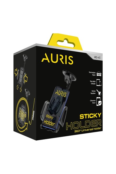 Auris Araç Oto Telefon Tutucu 360 Derece Döndürülebilen Telefon Tutucu ARS-H3
