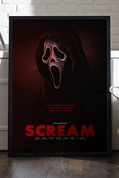 Duvarda Scream Siyah Ahşap Çerçeveli Poster, Film Duvar Tablosu