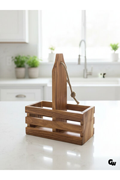 GOLDENWOODEN Ahşap Doğal 2Li Yağdanlık ve Sosluk Altı(KİRAZ)(1 ADET)