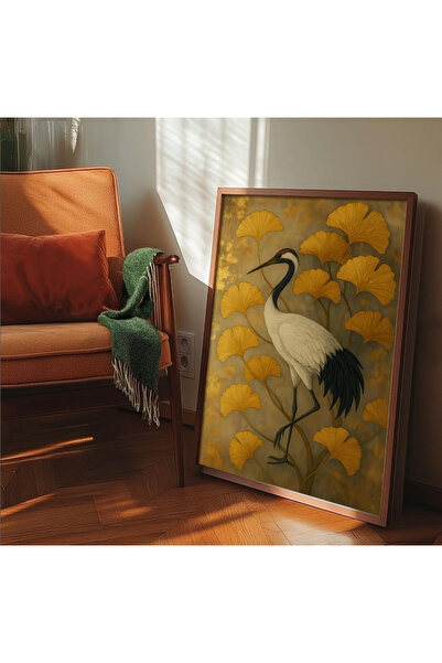 alphobitasarım Pictură decorativă de perete cu un turtan japonez și frunze de...