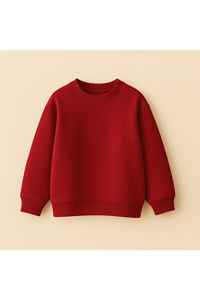 fasardi Oversize Fit Long Sleeve 3 Thread Basic Unisex Children's Sweatshirt Without Embroidery
