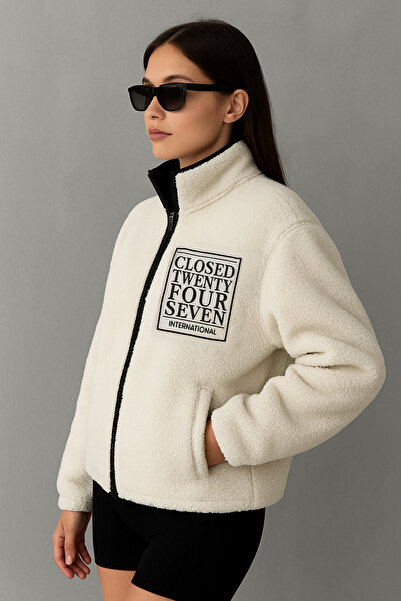 beuivo قصة فضفاضة سترة شتوية سميكة من القطيفة المطرزة