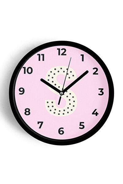 JHAAR Ceas de perete pentru camera fetelor cu litera S - 30cm - Carcasă neagr...