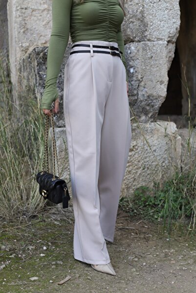 bytugcekaya Mink Double Belted Pleated Trousers