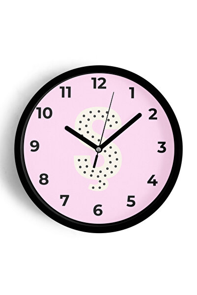 JHAAR Ceas de perete pentru camera fetelor cu litera S - 35cm - Carcasă neagr...