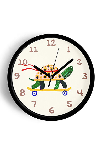 JHAAR Ceas de perete modern Broasca Țestoasă pe Skateboard - Ceas de perete p...