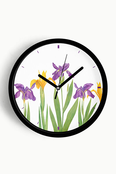 JHAAR ساعة حائط عصرية بتصميم زهور تجريدية - 30 سم - هيكل أسود مع زجاج أمامي -...